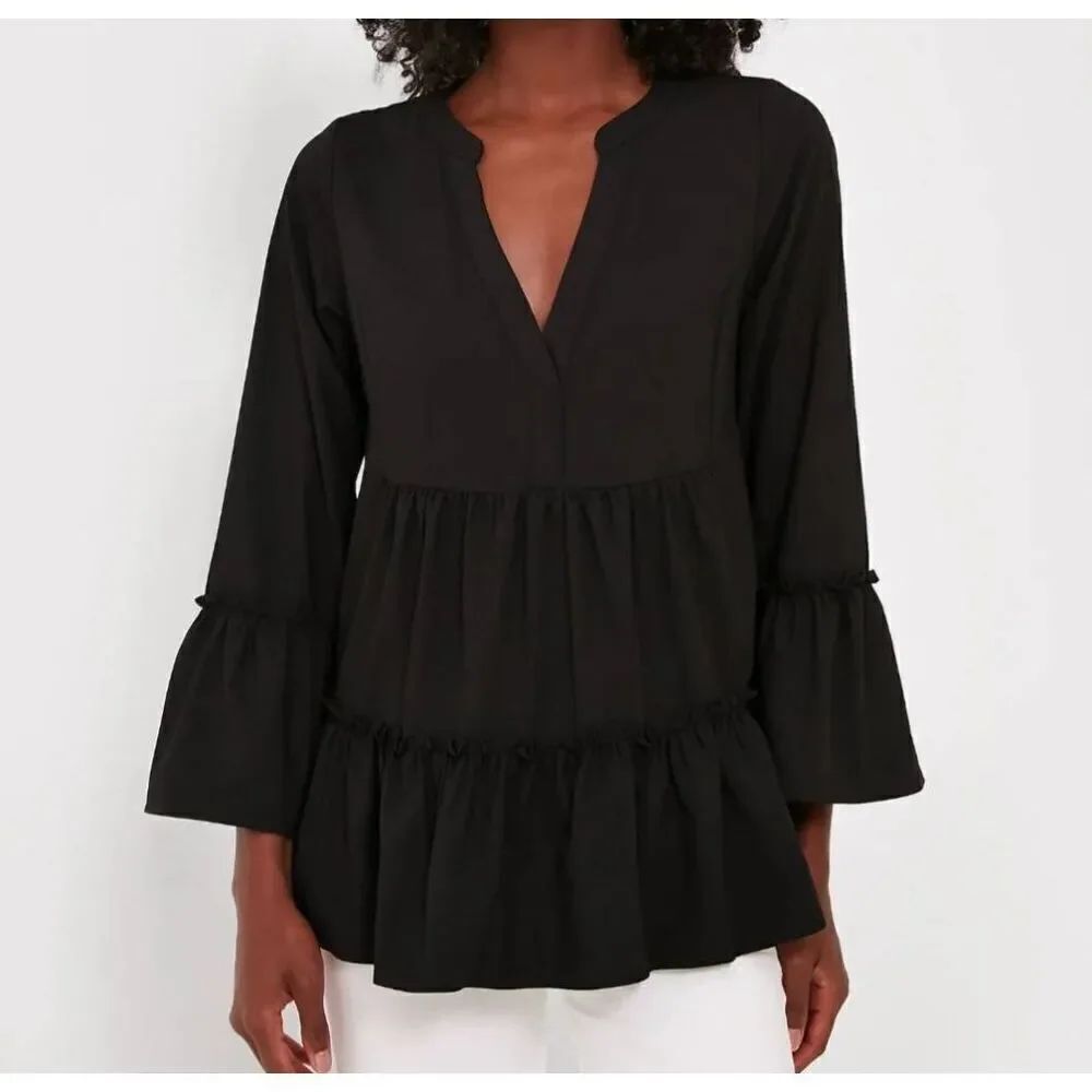 Tuckernuck Pomander Place Black Crepe Kenzo Top sz Small
